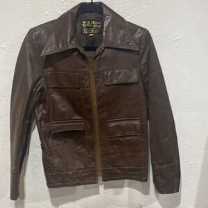 Vintage The Leather Shop Sears Brown Leather Jacket Size 36 Like New